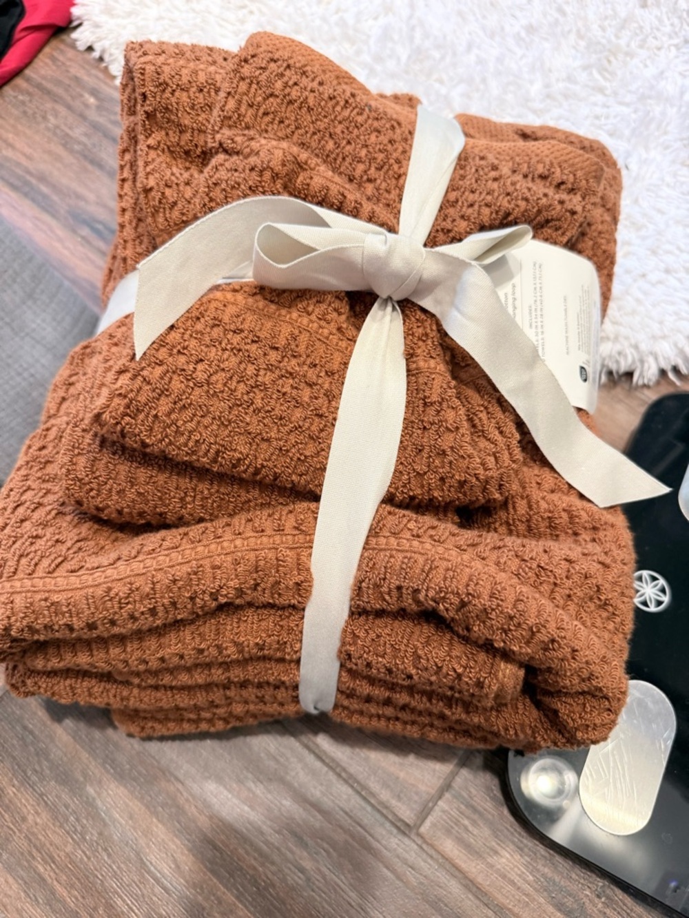 Target Waffle Weave Bath Towel Set - Rust Brown